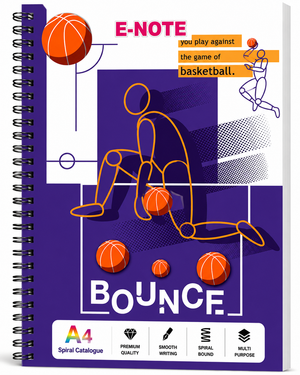 E-NOTE Premium Spiral Notebook | A4 Size | Single Line Ruled | Thick Paper | Wire Bound Notebook for School, College & Office