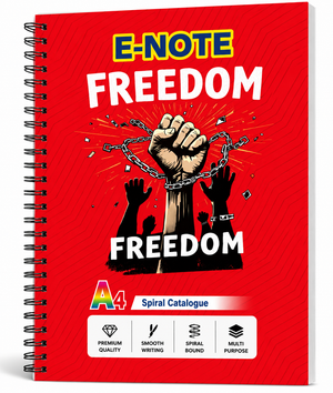 E-NOTE Premium Spiral Notebook | A4 Size | Single Line Ruled | Thick Paper | Wire Bound Notebook for School, College & Office