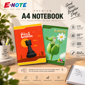E-NOTE A4 Notebook Pack of 4 — 240 Pages, Single Line Ruled