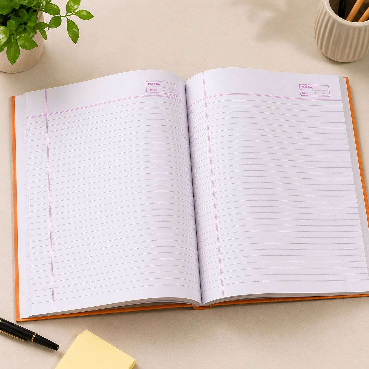 E-note jumbo notebook open to ruled pages with margin